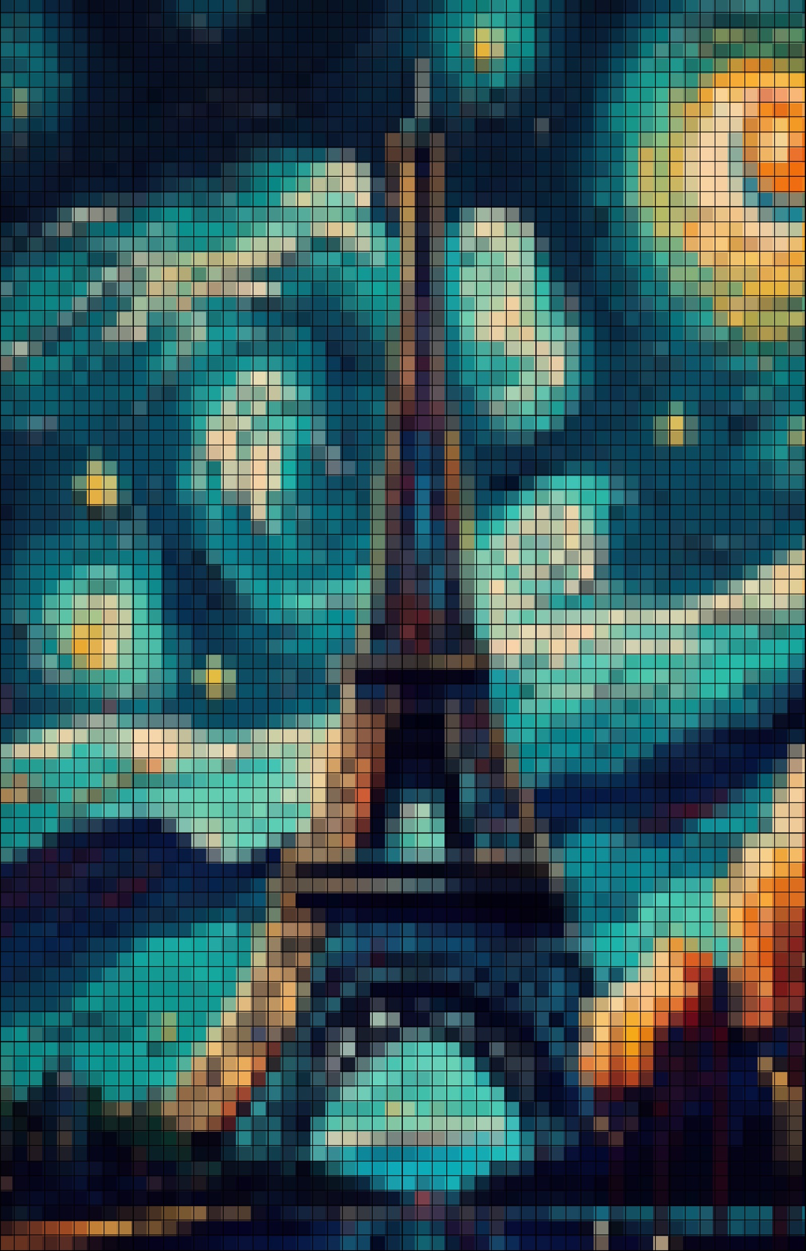 Starry Night Paris pixelated quilt pattern